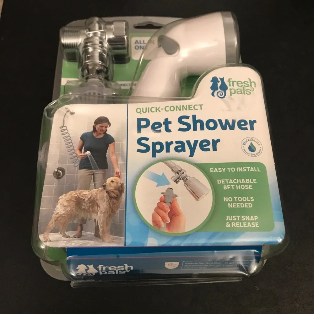 Fresh Pals Pet Dog Shower Sprayer No Tools Easy Connect 8 ft hose NEW SEALED